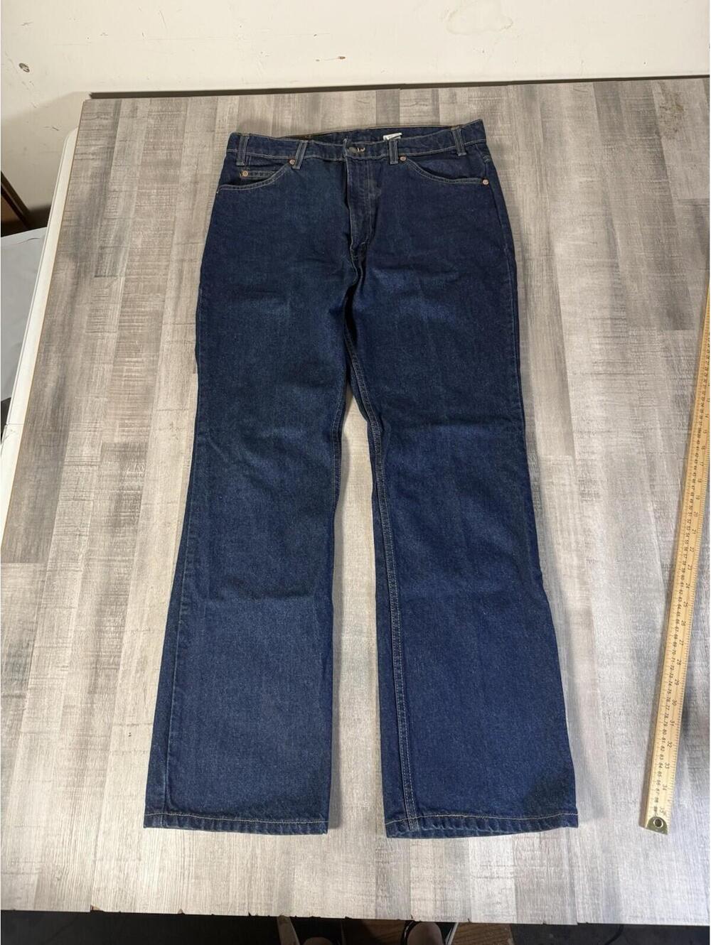 Vintage Levis 517 Orange Tab Boot Cut Western Jeans 36x32 (fits 34x31) Dark Wash